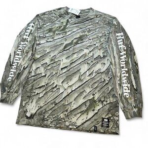 HUF Worldwide Warped Camo Long Sleeve Tie Dye Streetwear Marble Wash Shirt
